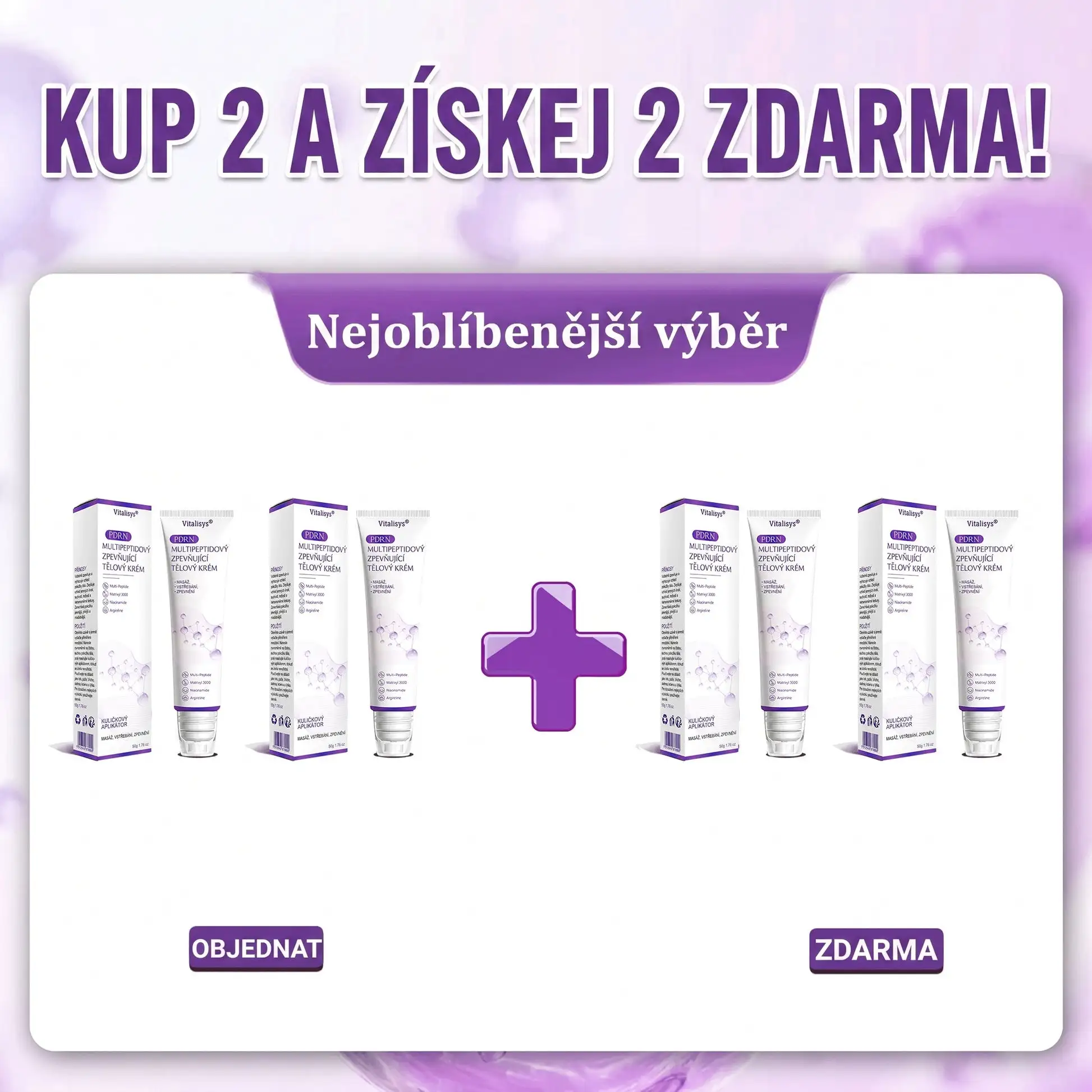 Vitalisys® PDRN Multi-Peptide masážní tělový krém s masážním válečkem