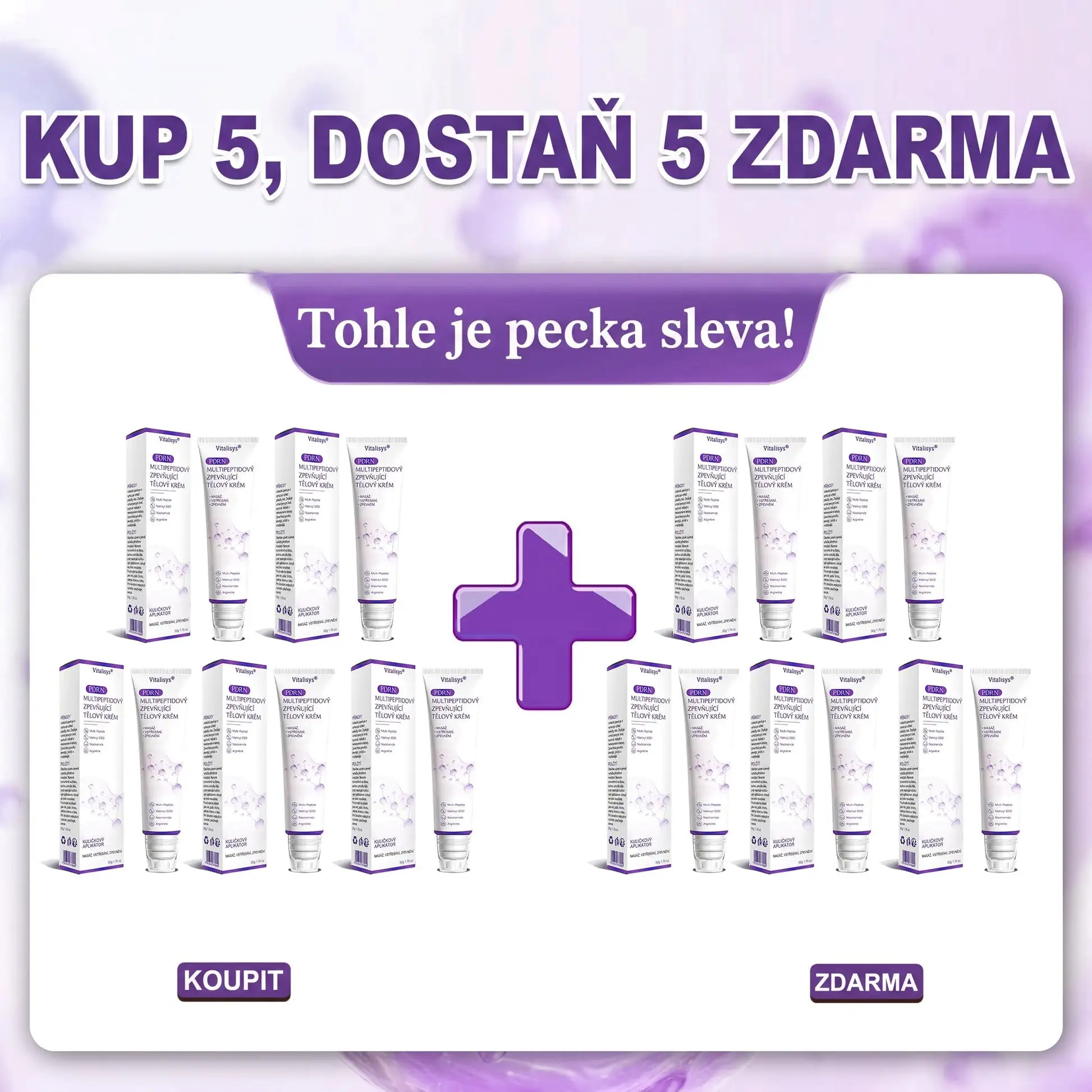Vitalisys® PDRN Multi-Peptide masážní tělový krém s masážním válečkem